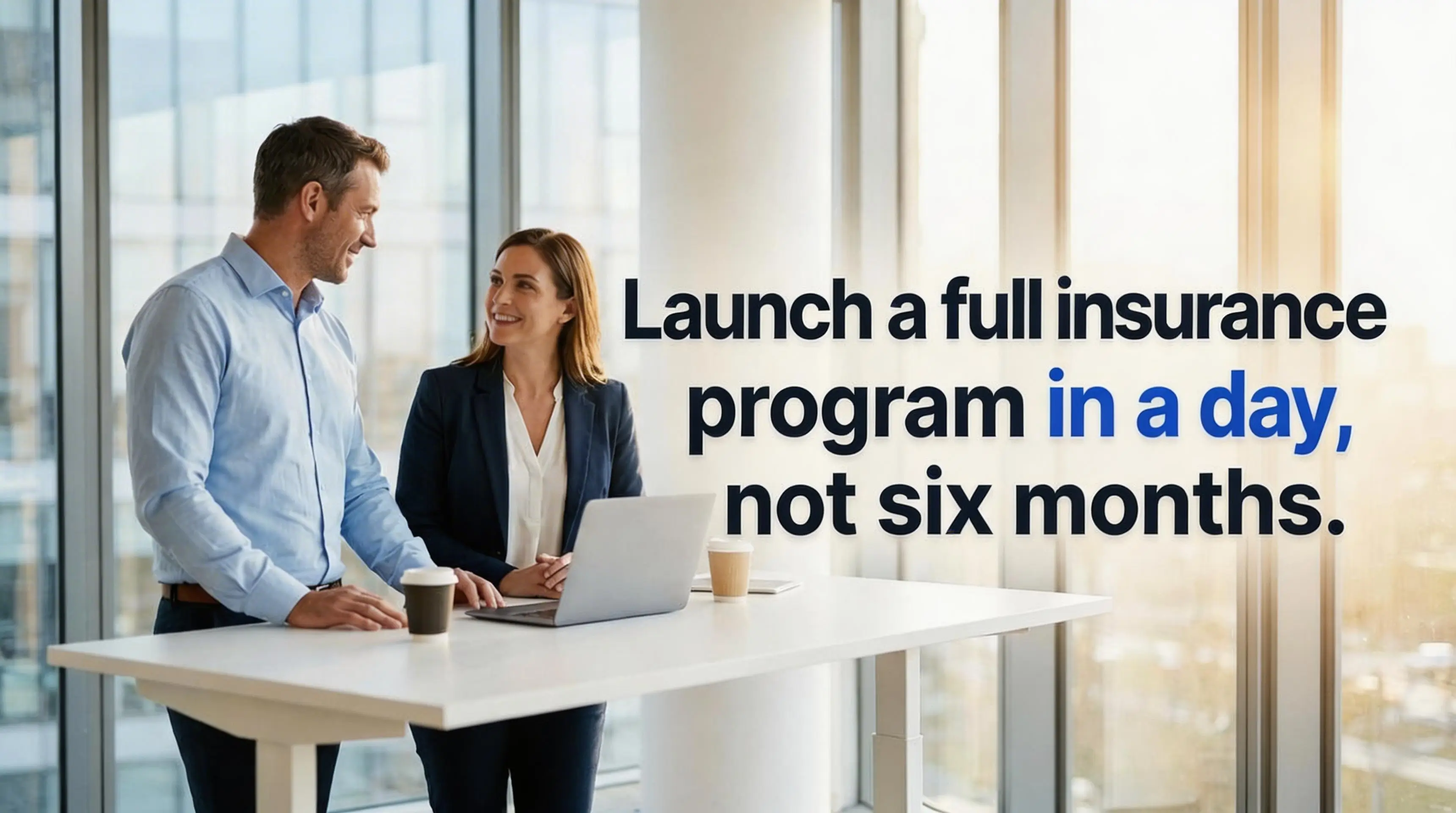 Launch a full insurance program in a day, not six months. Insurance professionals collaborating on building a rating program.